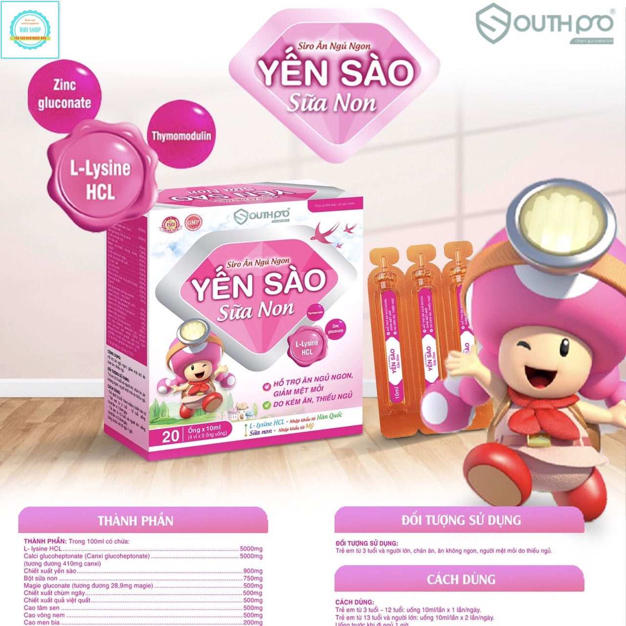 Siro yến sào sữa non tăng khả năng hấp thu, kích thích bé ăn ngon - hộp 4 vỉ x 5 ống