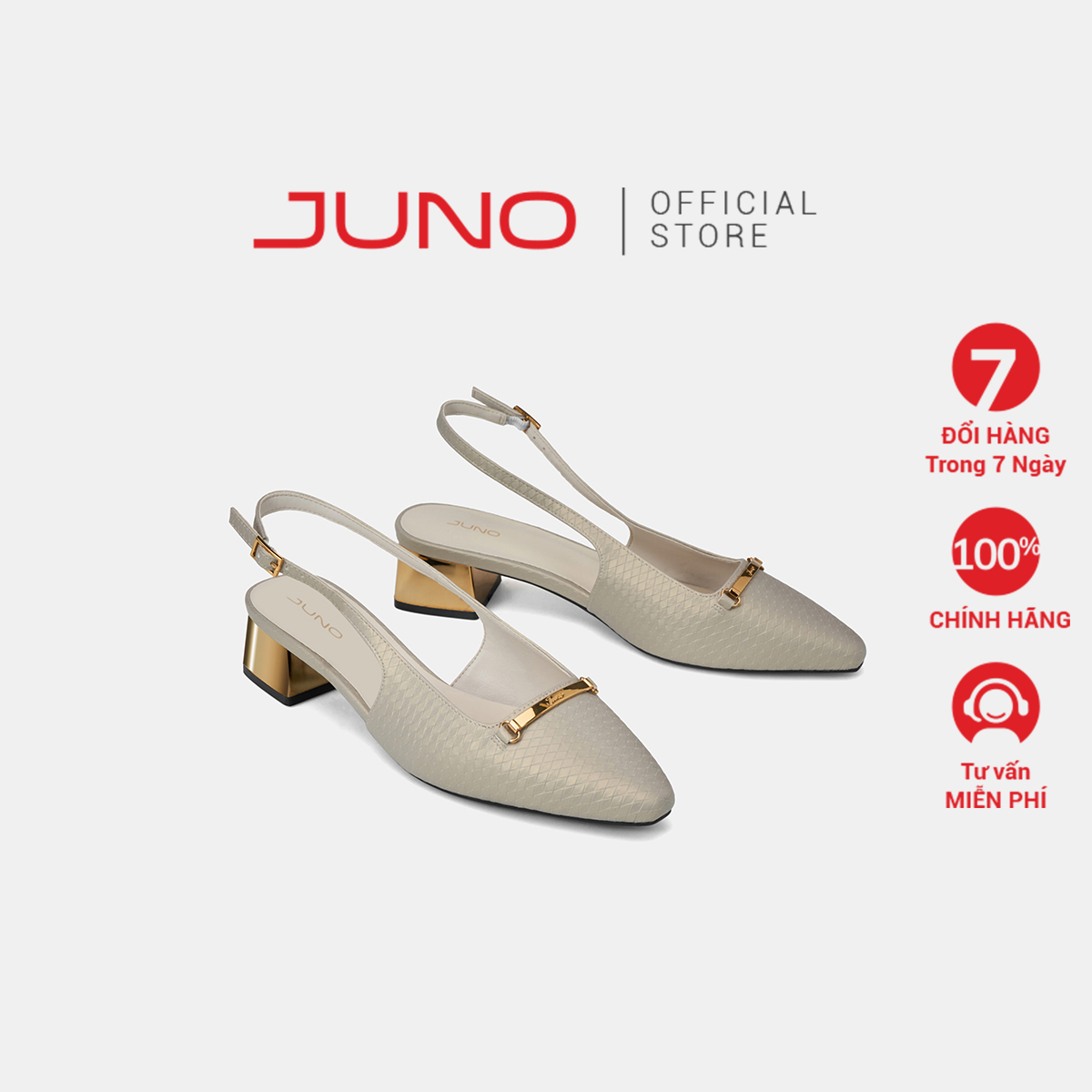 Giày cao gót nữ 5cm thời trang juno gót trụ phối khoá jn cg05132