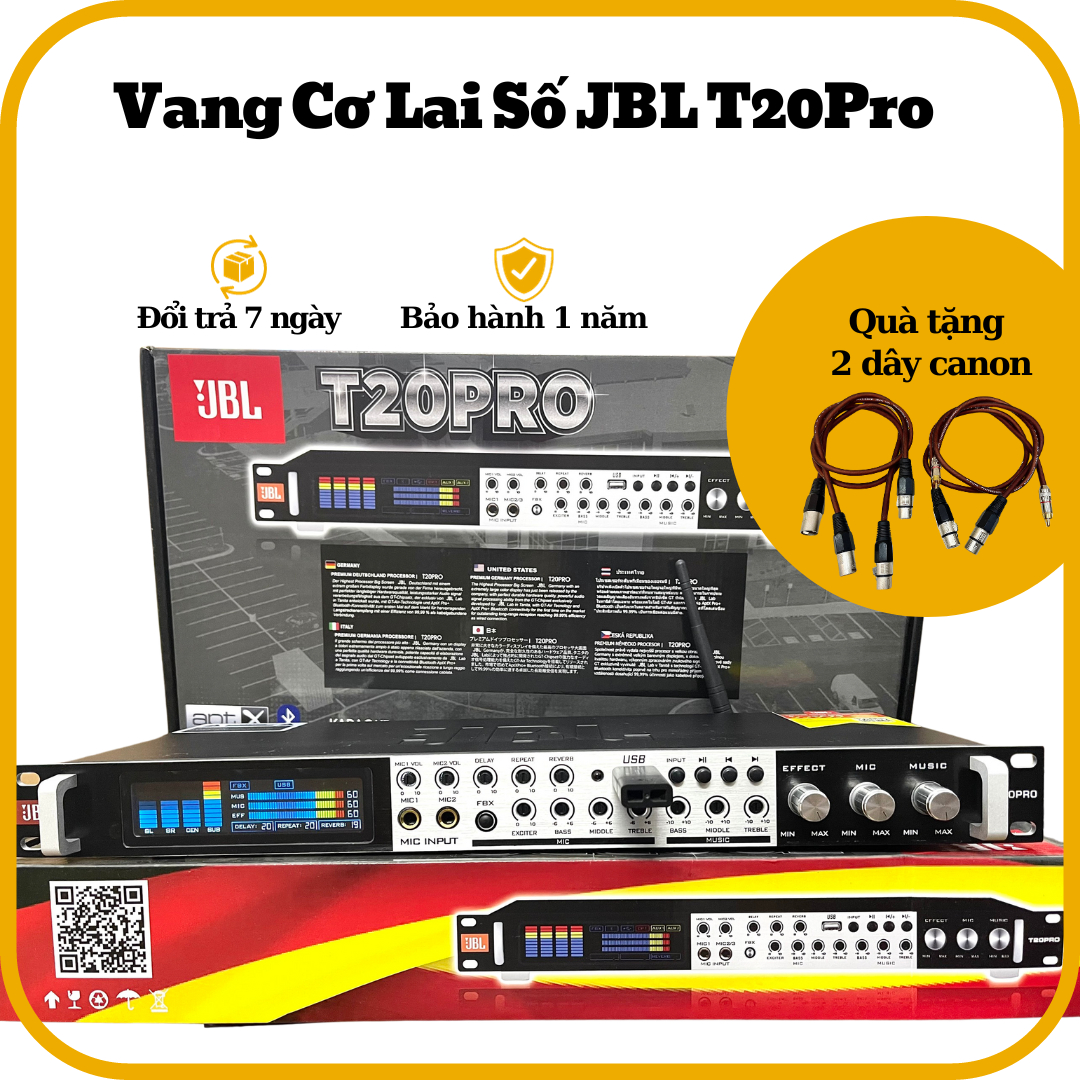 Vang cơ lai số jbl t20 pro vỉ đỏ có điều khiển, cổng quang, bluetooth, usb, aux..