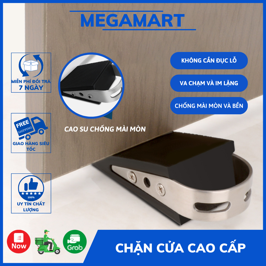 Chặn cửa cao su inox di động có thể di chuyển, chống va đập cửa - MEGAMART