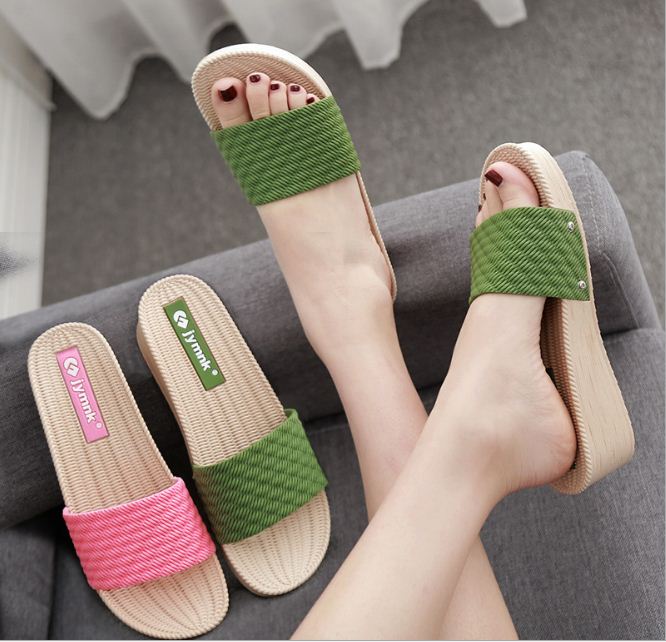 Dép nữ quai ngang đế cao vân cói chống thấm nước chống trơn trượt siêu mềm êm chân 4 màu đẹp DN05 (hàng loại 1)