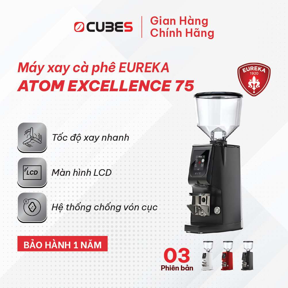 Máy xay cà phê đặc sản Eureka Atom Excellence 75 - Lưỡi dao 75mm - Nhập khẩu chính hãng từ Ý - Bảo hành 12 tháng