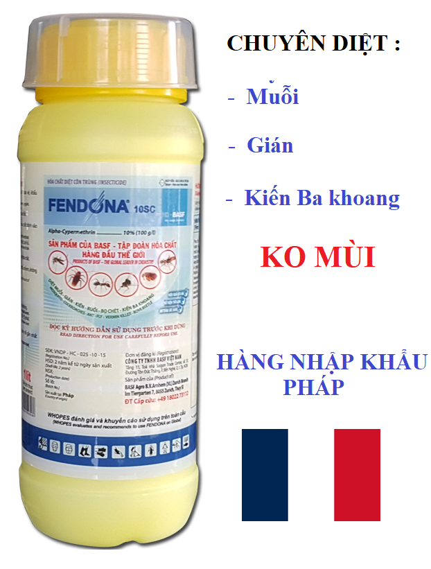 (Nhập Pháp) Thuốc diệt muỗi FENDONA 10 SC 1L diệt muỗi, kiến, gián... có thể phun trong nhà kính, nhà yến