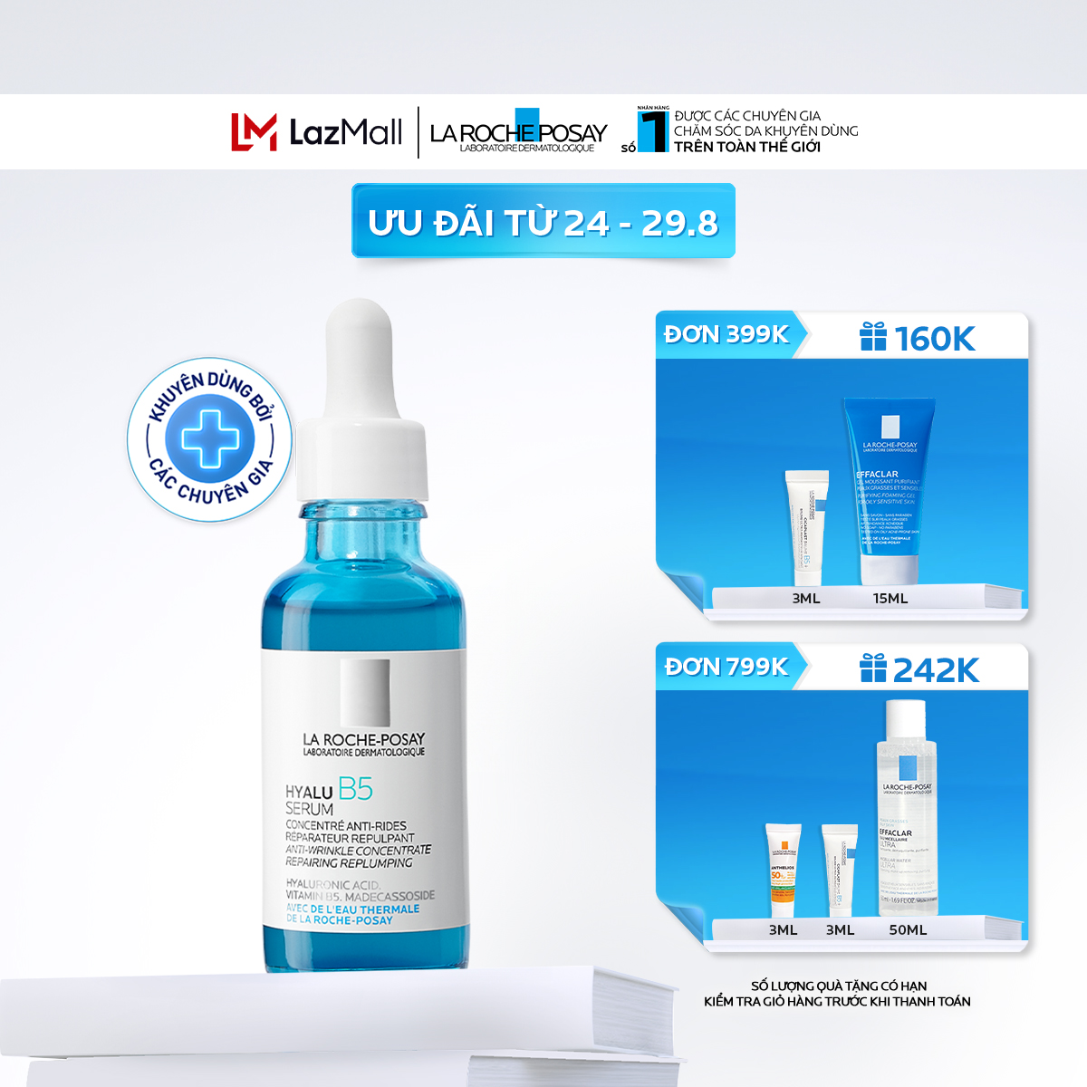 Dưỡng chất chuyên sâu hỗ trợ tái tạo da La Roche-Posay Hyalu B5 Serum 30ml