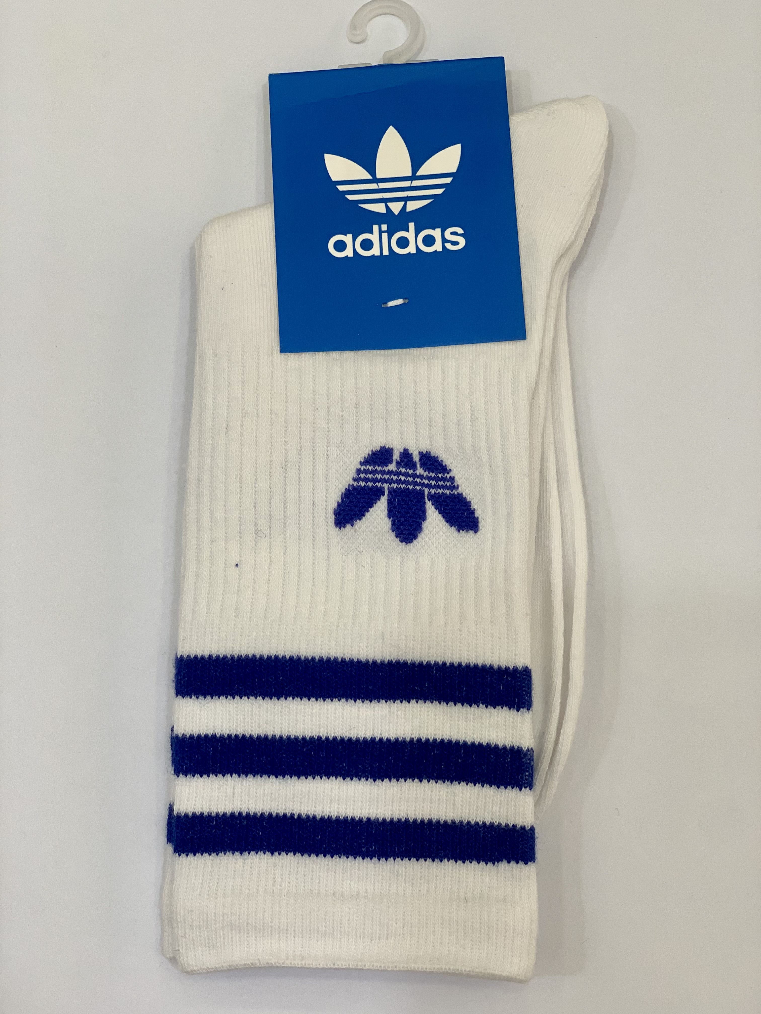 Vớ Aididas cổ cao trắng sọc xanh dương
