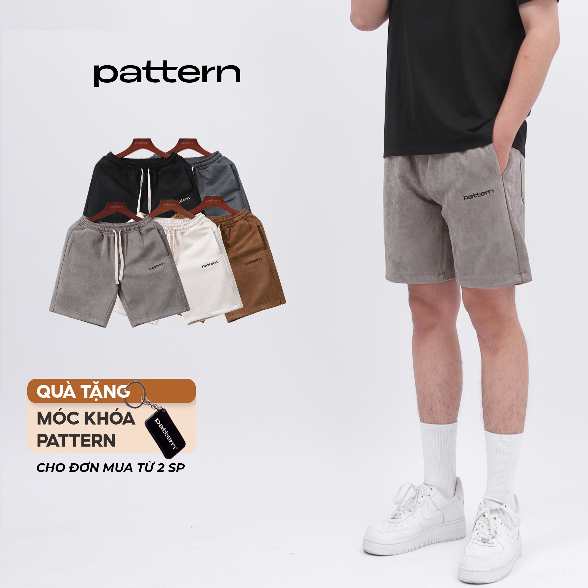 Quần short da lộn basic pattern pq017