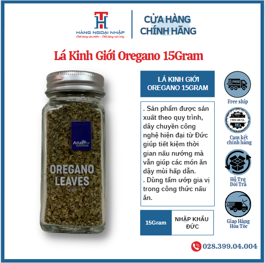 Oregano - lá kinh giới nhập khẩu đức 15gr / hũ
