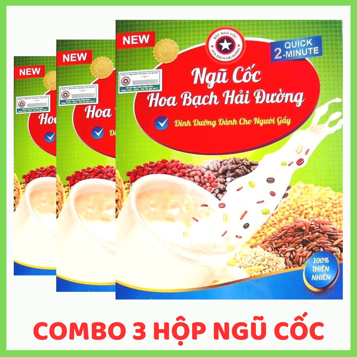 Combo 3 Hộp Bột Ngũ Cốc Tăng Cân Hoa Bạch Hải Đường - Hộp 500gram