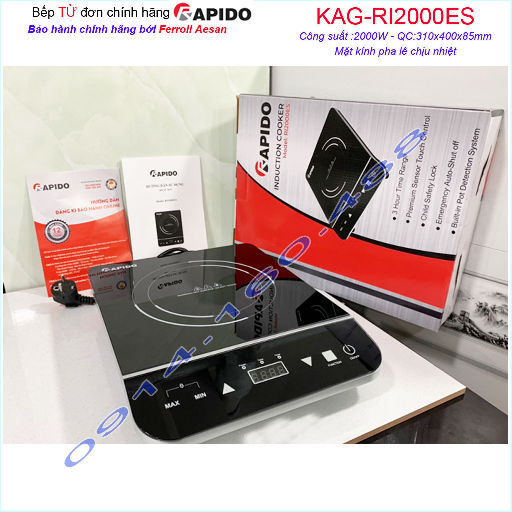 Bếp điện từ đơn Rapido KAG-RI2000ES, bếp từ đơn nấu nhanh ít hao điện sử dụng tiện lợi