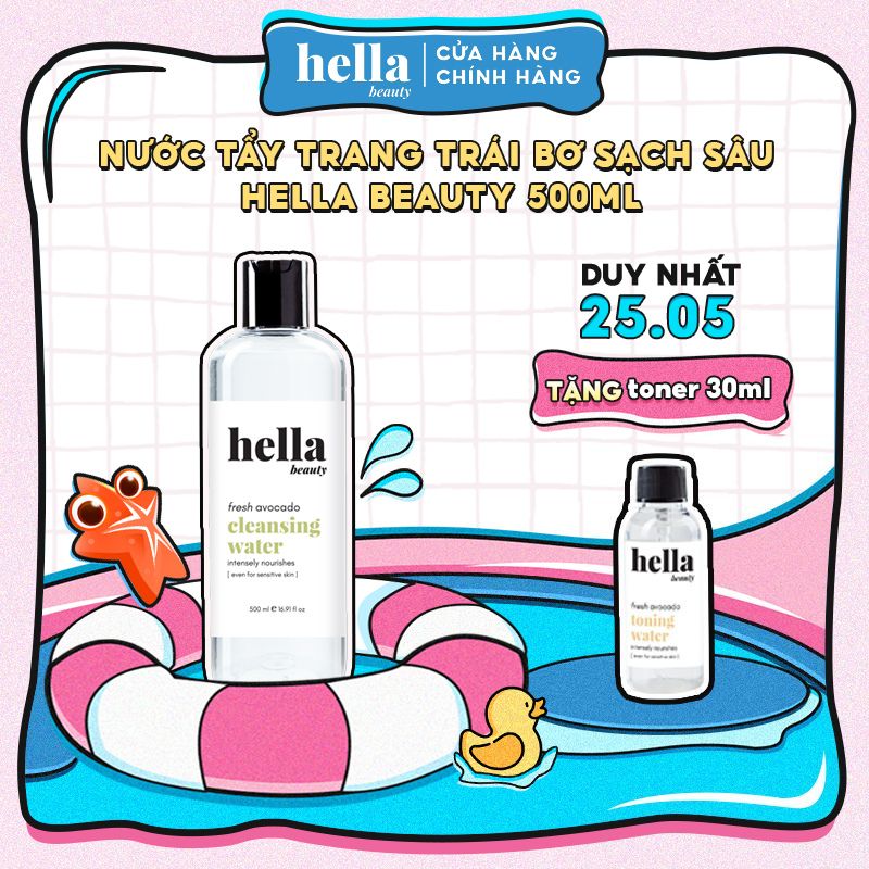Nước tẩy trang trái bơ Hella Beauty sạch sâu dưỡng ẩm không khô rát không