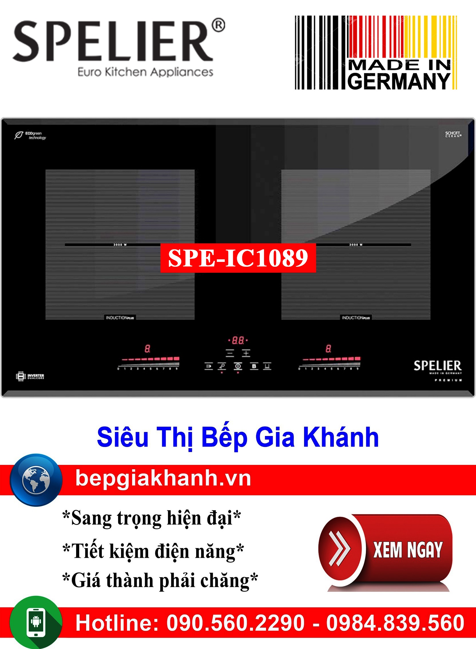 [HCM]Bếp từ đôi Spelier SPE-IC1089 nhập khẩu Đức, bếp từ, bếp điện từ, bếp từ đôi, bếp điện từ đôi, bếp từ giá rẻ, bếp điện từ giá rẻ, bếp từ đơn, bep tu don, bep tu