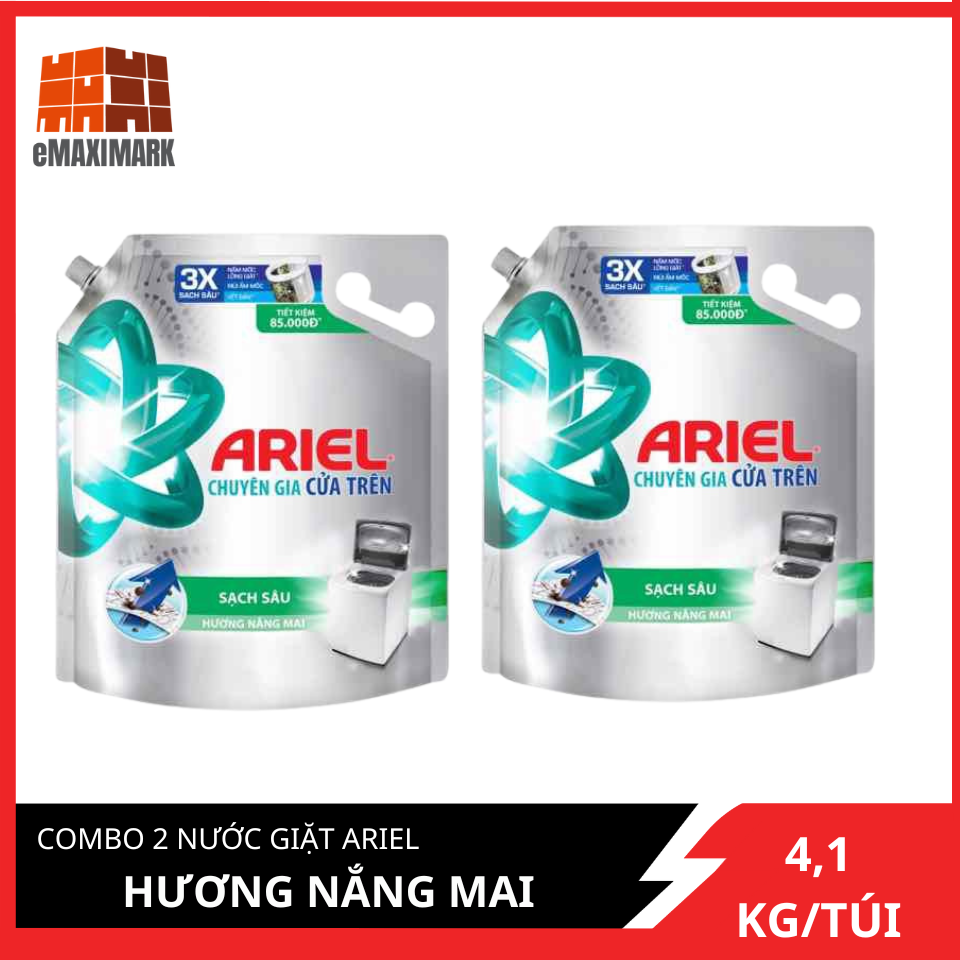 [HCM ship 2h] Combo 2 Nước Giặt Ariel Matic Hương Nắng Mai Túi 4.1KG
