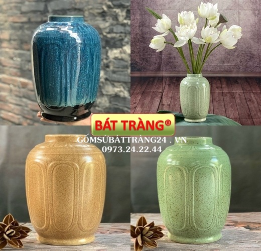 Lọ cắm hoa hồng giá rẻ bình hoa cao 32cm quà tặng đẹp lọ hoa sứ để kệ tivi