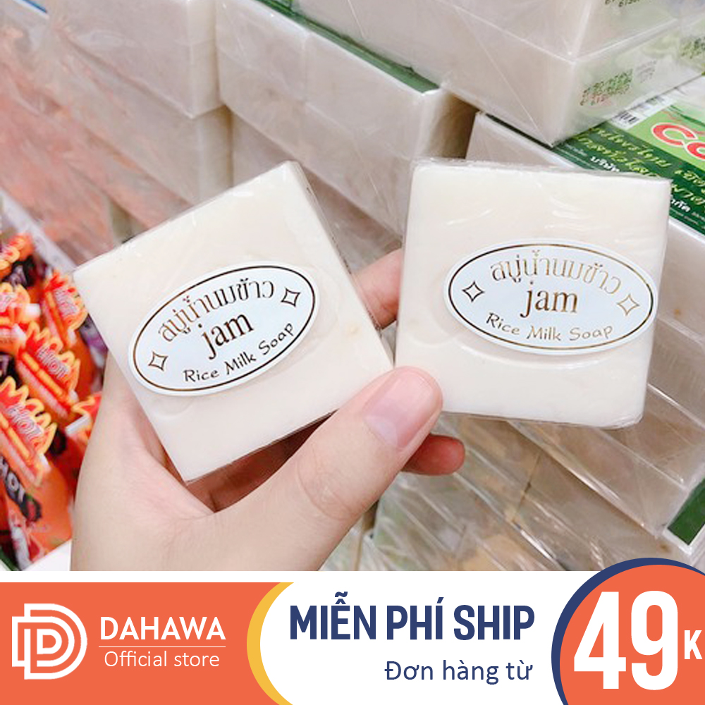 (Có video) Bánh xà phòng, xà bông cám gạo Thái Lan trắng da trị mụn DSXB9 tinh chất gạo/nghệ trắng sáng da - Xà bông cục Thái Lan rửa mặt