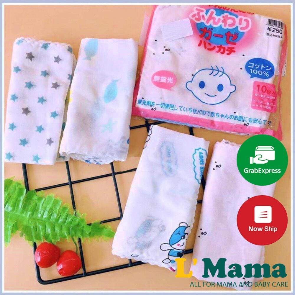 Set 10 khăn xô sữa xuất nhật in hoa văn siêu mềm mịn loại đẹp