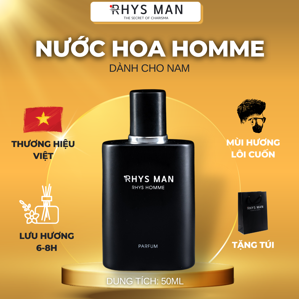 Nước hoa nam rhys man lịch lãm và cuốn hút rhys homme 50ml