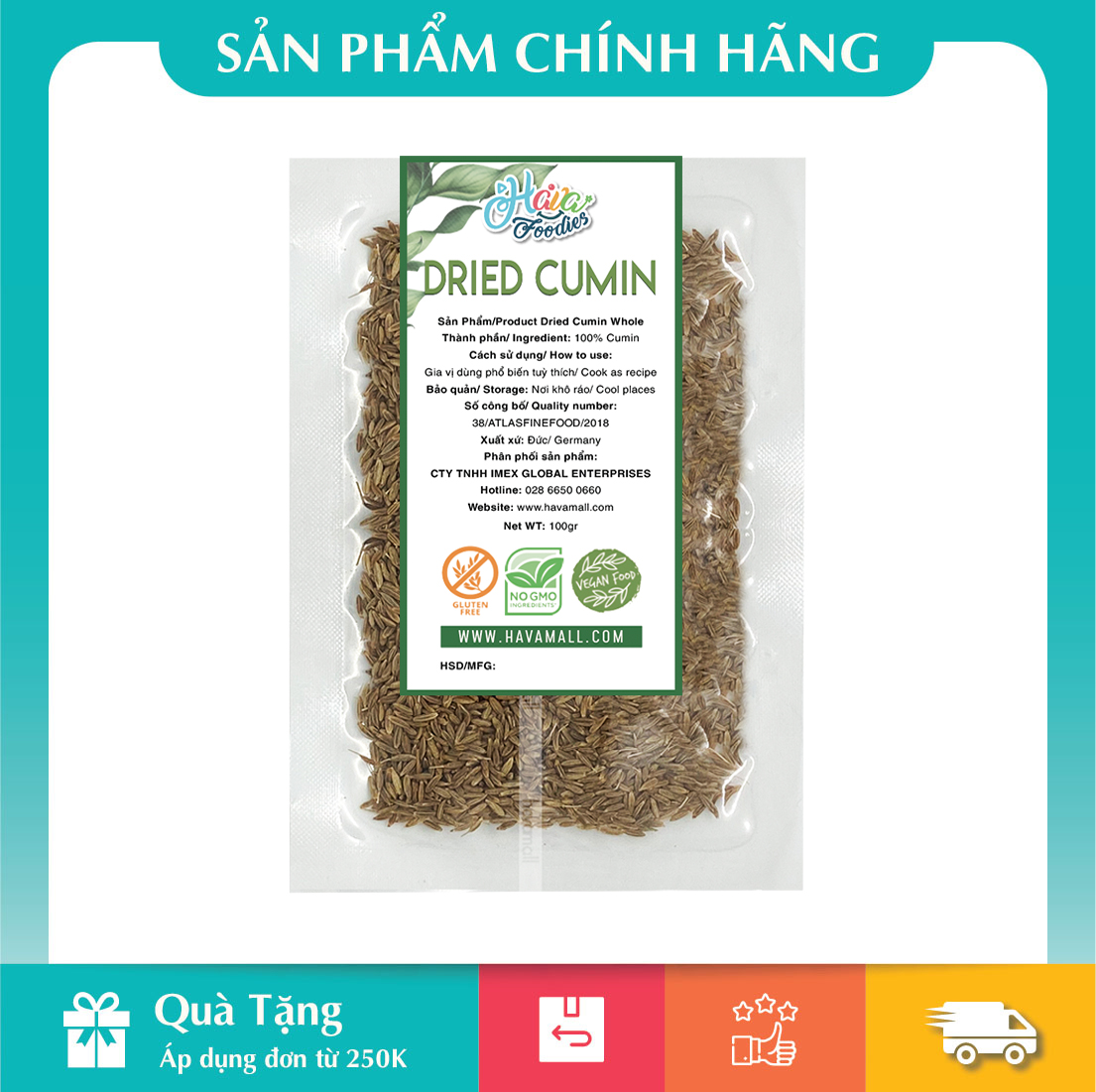 Hạt thì là ai cập gói 100gr - dried cumin whole
