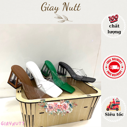 Dép cao gót gót tam giác quai meka - guốc nữ cao gót 9cm bản quai trong hot hit mã tt7986