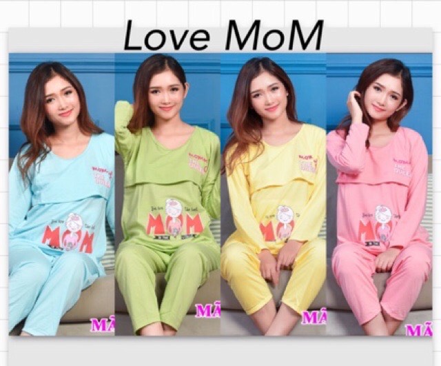 [Hoàn Tiền 6%] Bộ đồ bầu và sau sinh rẻ, chất cotton mặc nhà cho con bú, quần dài áo dài