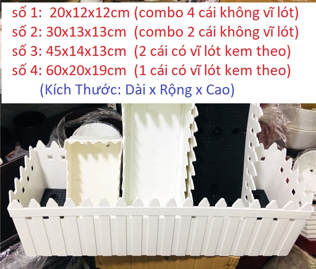 Combo 2 Chậu Nhựa Hàng Rào - Máng Hàng Rào - Khay Hàng Rào - Chậu Dài Kiểu Dáng Hàng Rào Trồng Cây Trang Trí  - Trồng Hoa Giả (4 size: 20-30-45-60cm)