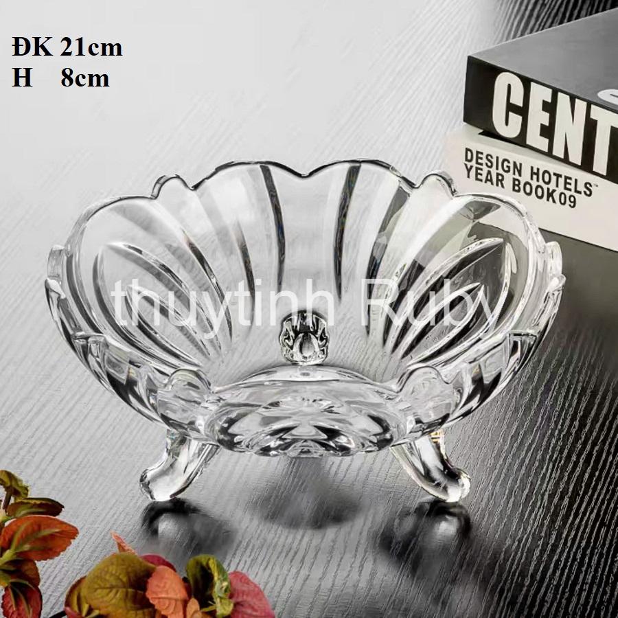 Dĩa Trái Cây Thủy Tinh 3 Chân - Khay Đựng Hoa Quả, Đĩa Trái Cây, Thố Để Trái Cây, Đĩa Bánh Kẹo