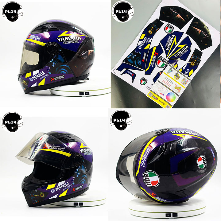 Decal Dán Mũ Bảo Hiểm Fullface Tem Yamaha - PC012