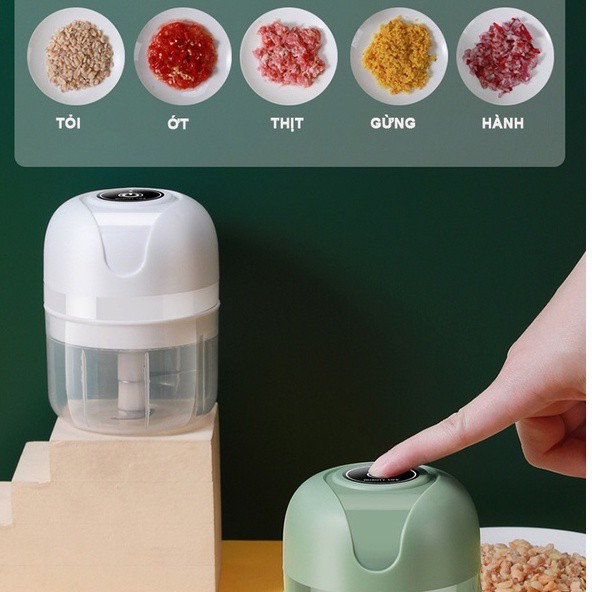 Máy xay mini thế hệ mới HOT TRENDING kiểu dáng cực hiện đại/ Máy xay tỏi ớt 250ML siêu tiện lợi kèm dây sạc