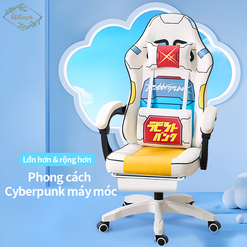 Ghế chơi game, chất liệu da ,có bánh xe, rộng hơn lớn hơn ,Phong cách cyberpunk cơ khí