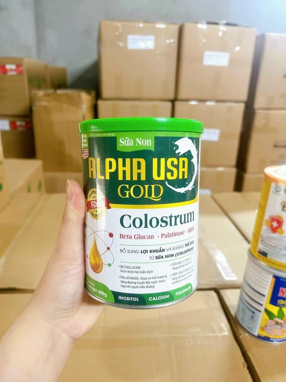 Sữa Non Alpha USA Gold giúp tăng cường đề kháng , ăn ngủ ngon, lợi khuẩn hộp 900 gam