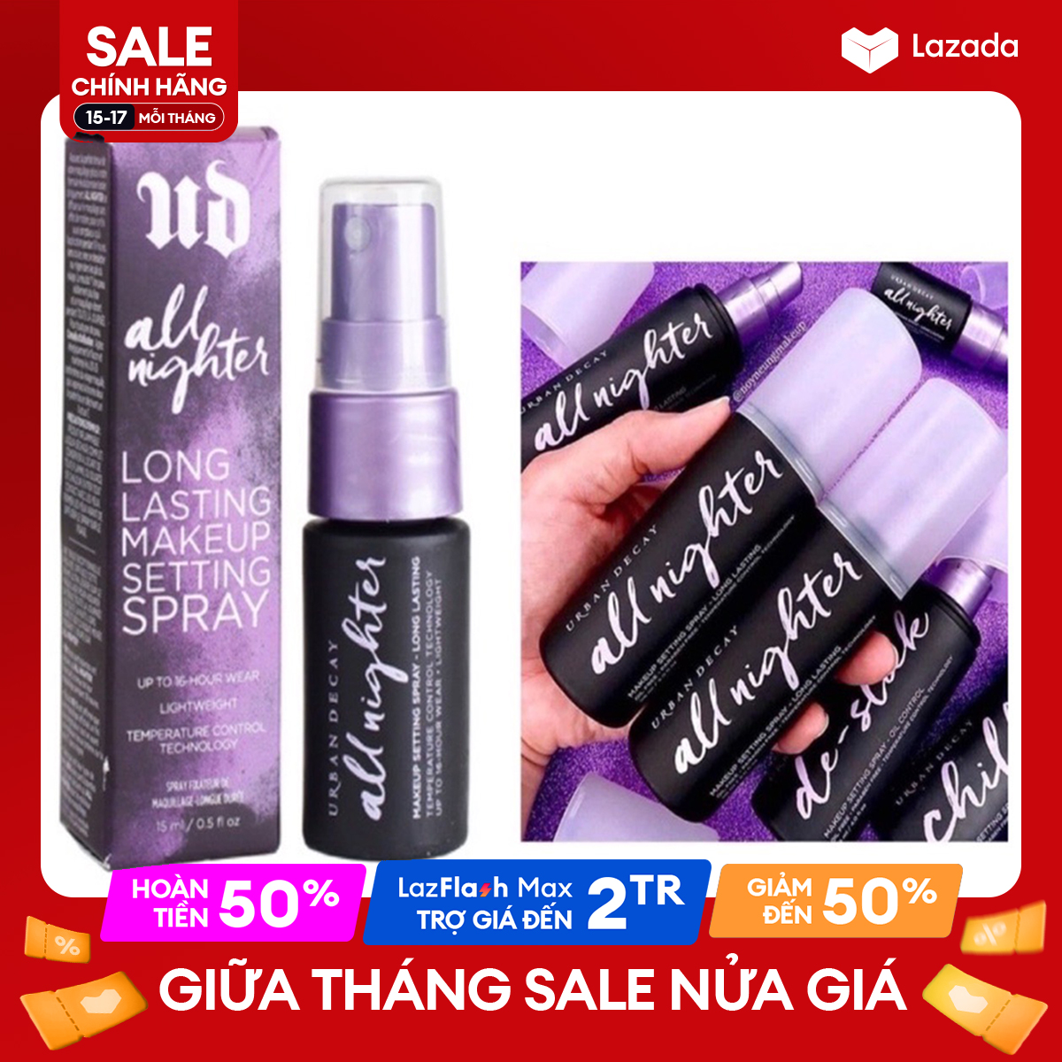 Xịt khoá lớp make up urban decay all nighter 15ml