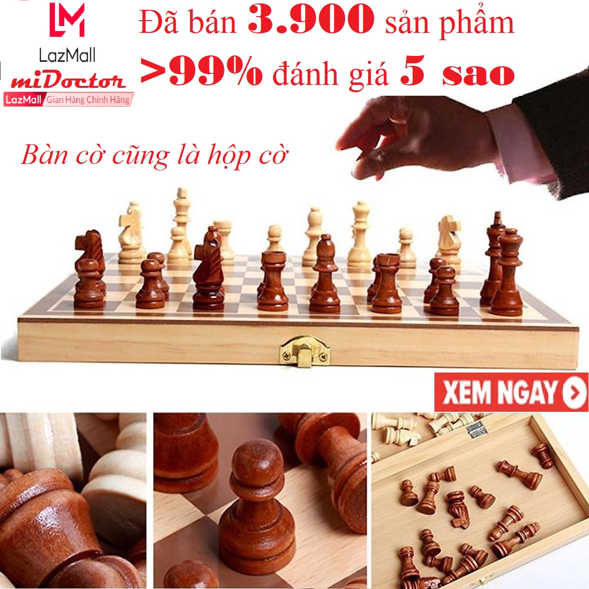 Cờ Vua Gỗ - Cờ Vua Cao Cấp - Đồ Chơi Bằng Gỗ Tự Nhiên - Hàng Chính Hãng