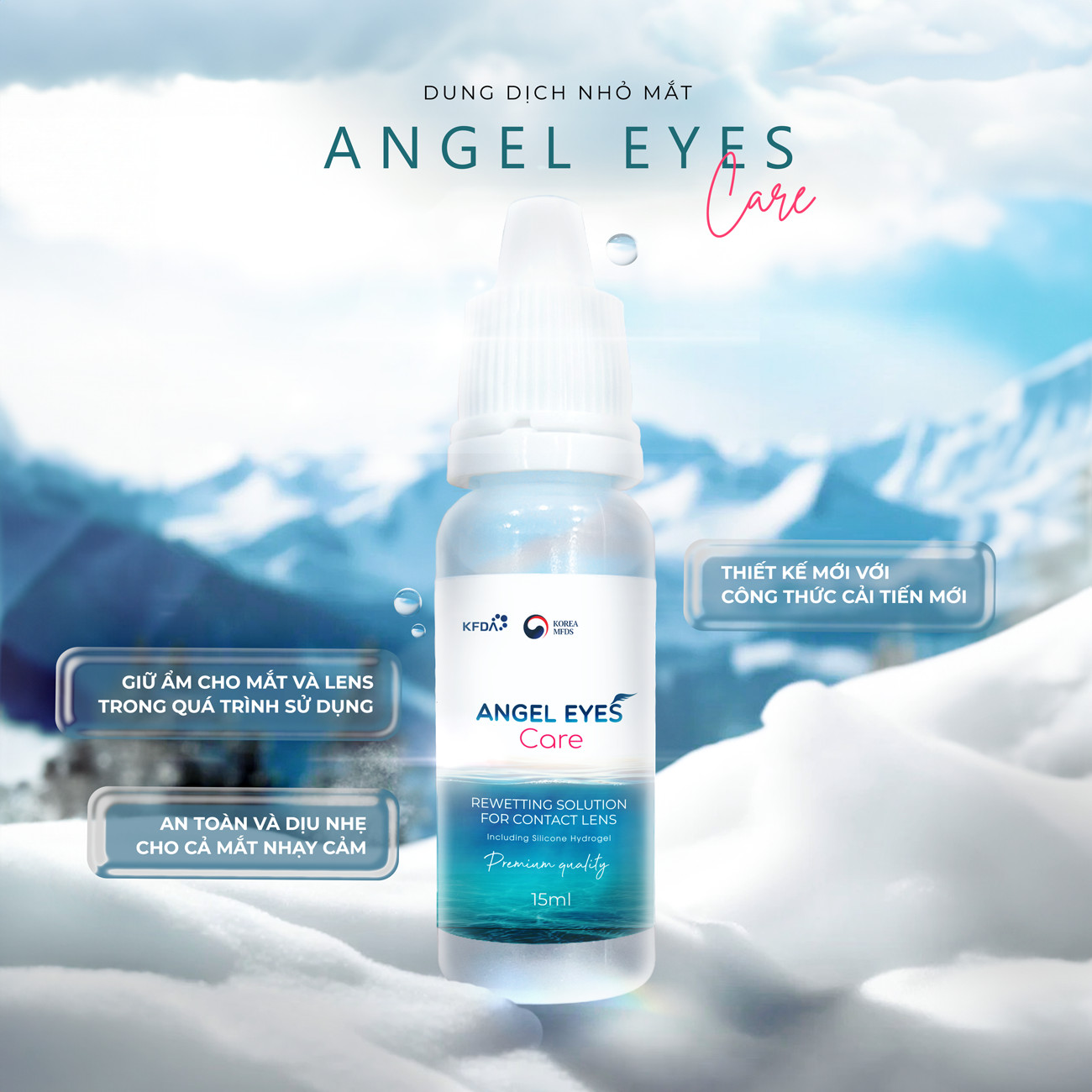 CHÍNH HÃNG - Nước nhỏ mắt cho kính áp tròng - Nhỏ mắt cung cấp ẩm khi đeo lens - Angel Eyes - Contact Lens Eye Drops