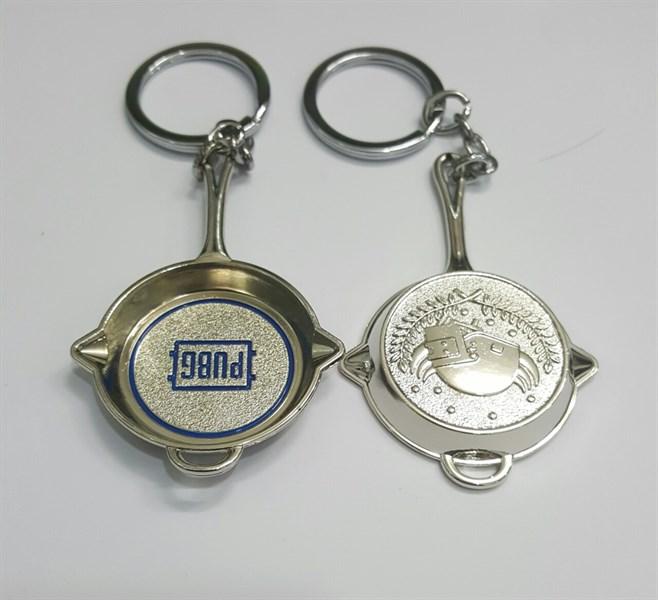 Móc khóa chảo Pubg mũ 3 - Màu bạc, đen tuyền kim loại cao cấp(Game Pubg)