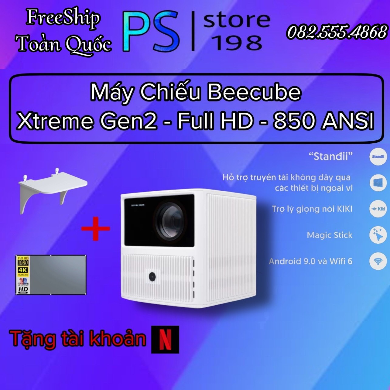 [Trả góp 0%]Máy Chiếu Mini Becubee XTREME & BEECUBE XTREME GEN 2  FullHD - Hệ Điều Hành Android full HD 1080] Tặng quà trị giá  lên tới 700k