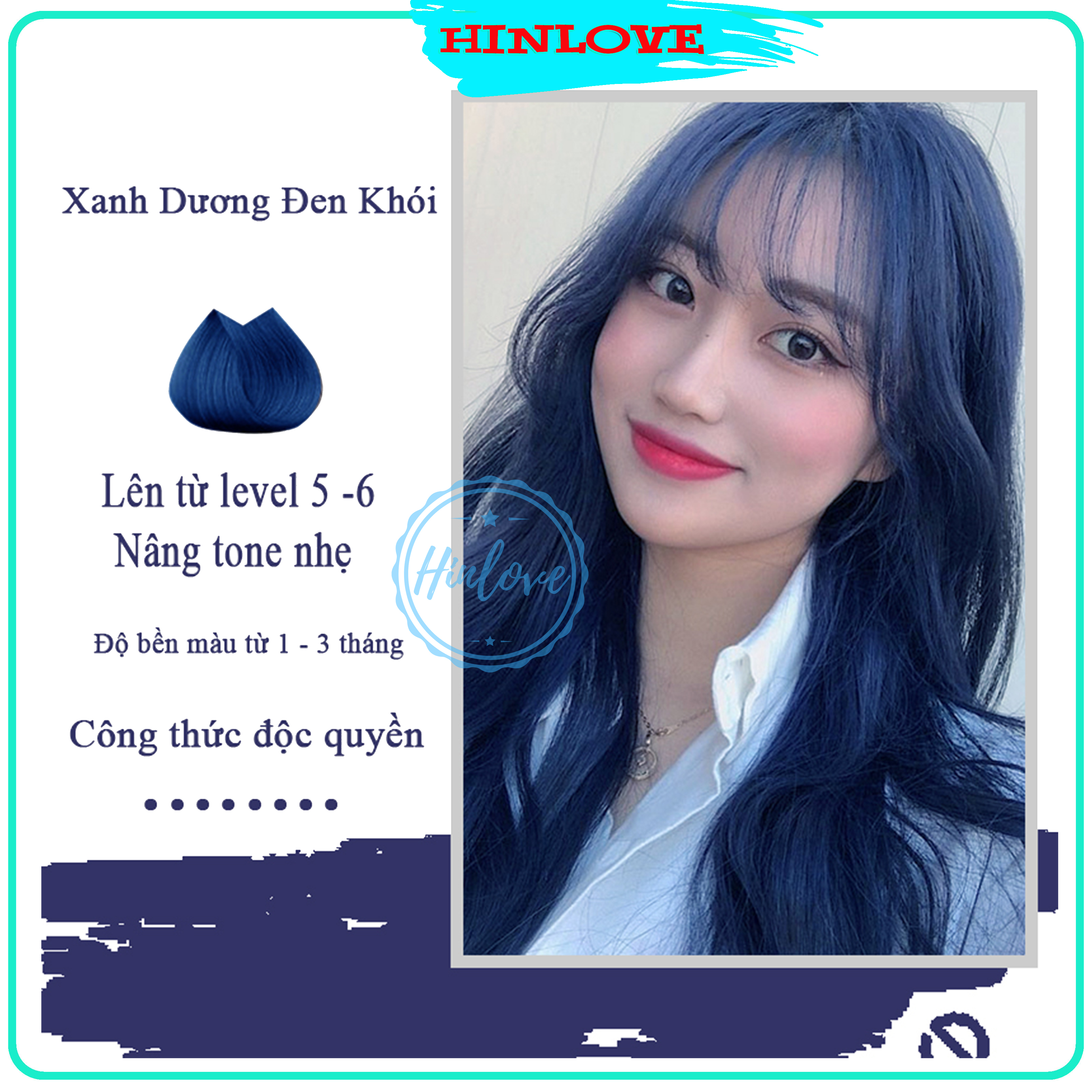 Thuốc nhuộm tóc xanh dương đen khói không cần thuốc tẩy tóc tặng trợ nhuộm
