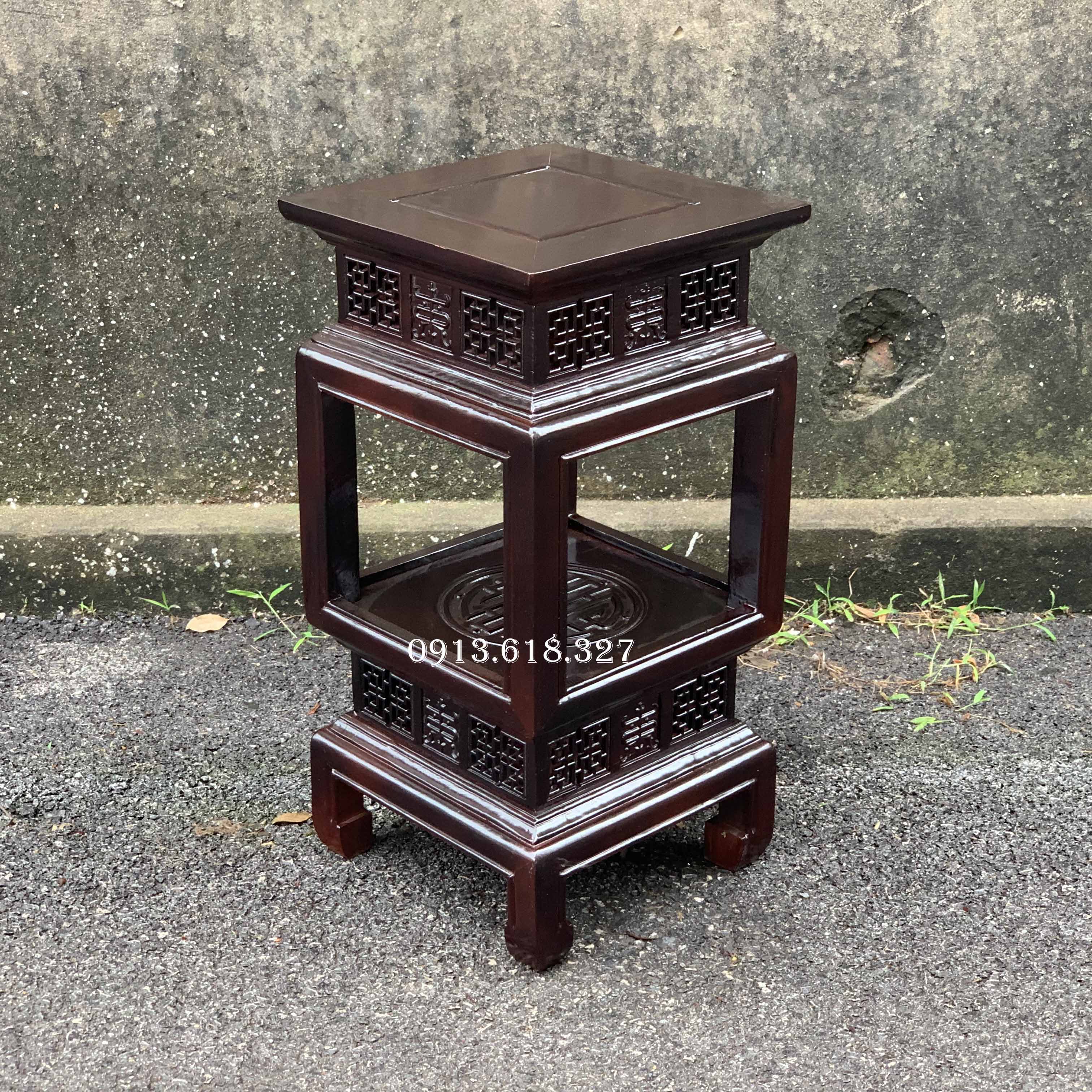 Đôn đèn gỗ hương,đôn 2 tằng kê gỗ,đôn vuông đèn cỡ mặt 30,38 cao 60,70,80cm