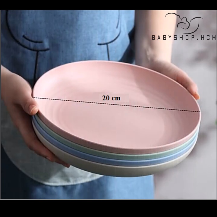 Dĩa nhựa tròn lúa mạch nhiều màu 19.7cm