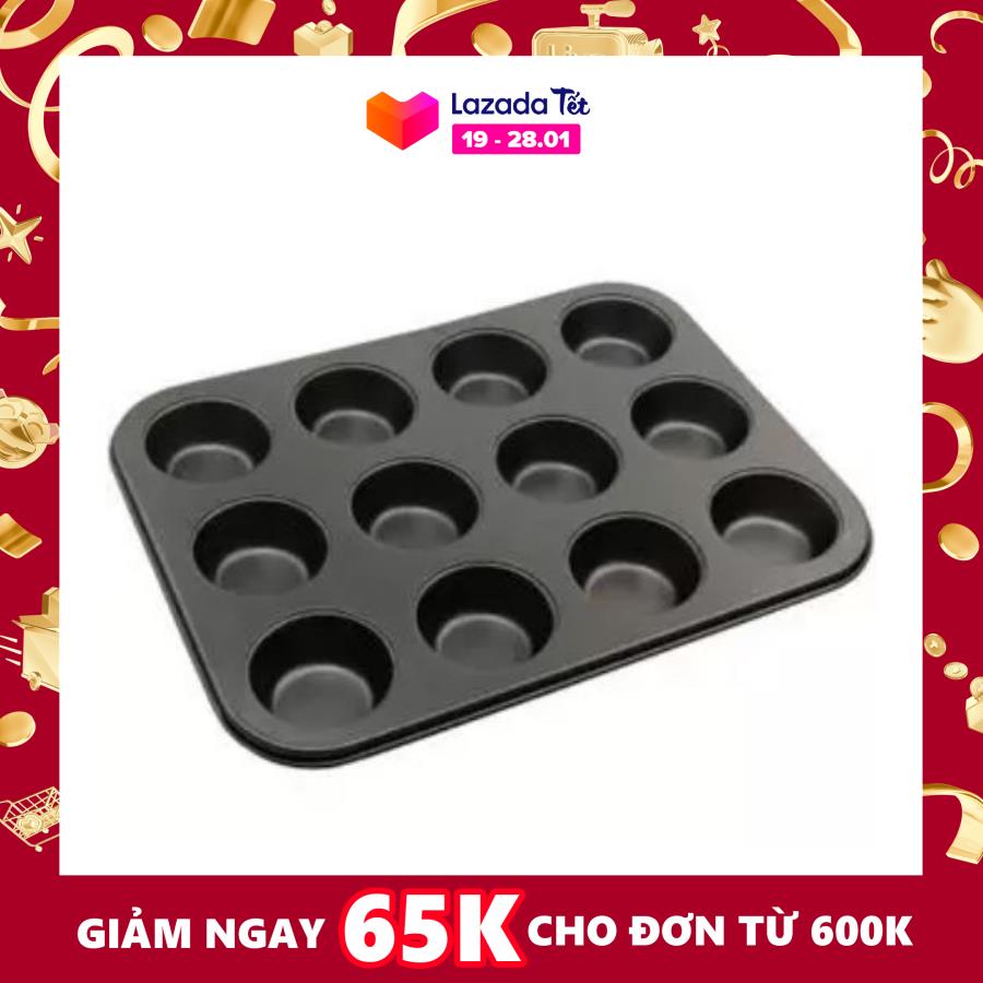 Khuôn nướng bánh cupcake chống dính 12 ô mini + 100 khuôn giấy mềm ( mini bỏ vừa lò nướng nhỏ)