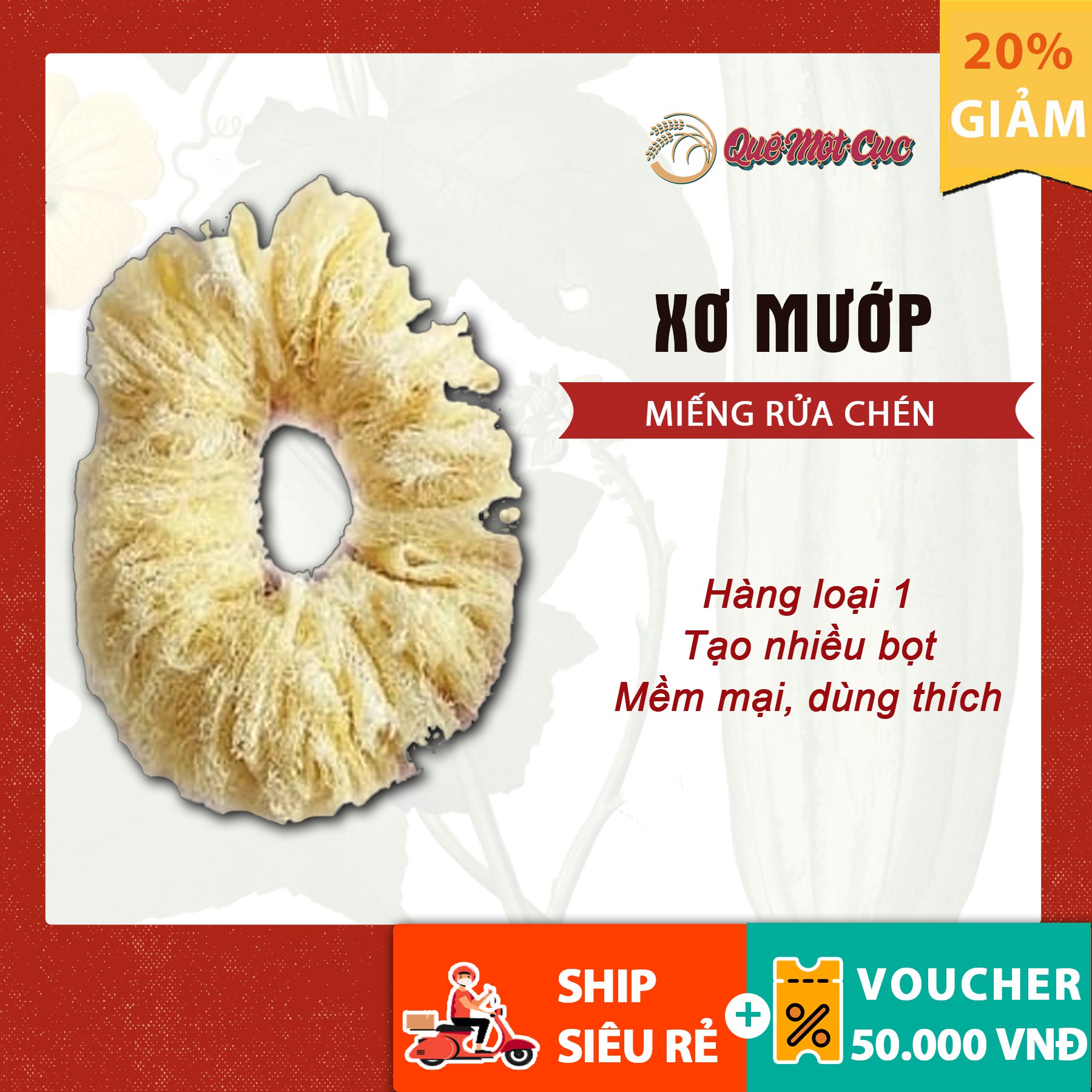 [HCM][Có ưu đãi] Miếng rửa chén xơ mướp miếng rửa bát xơ mướp rửa bát QUÊ MỘT CỤC (màu xơ mướp)