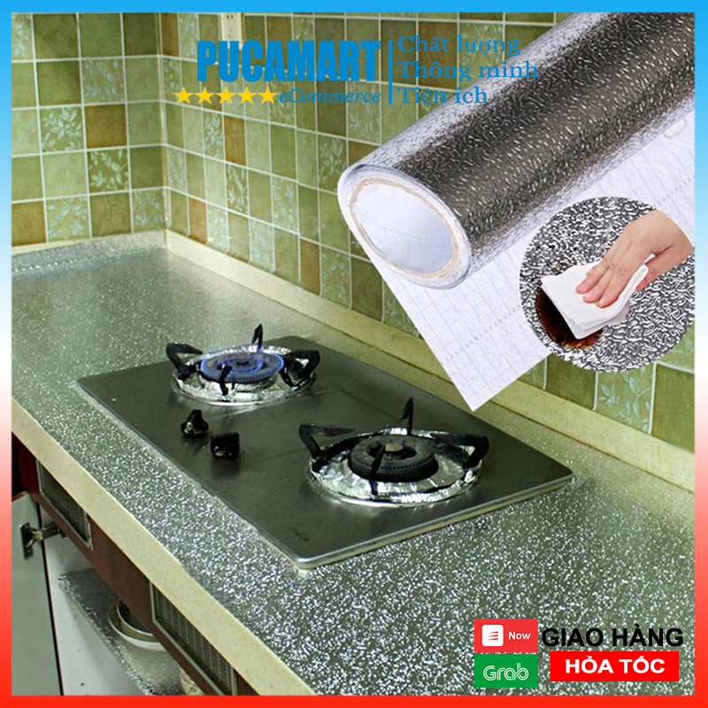 [HCM]Cuộn Giấy Bạc Dán Bếp, Dán Tủ Chống Thấm Chịu Nhiệt Tốt Dễ Lau Chùi, Bám Dính Tốt - PucaMart