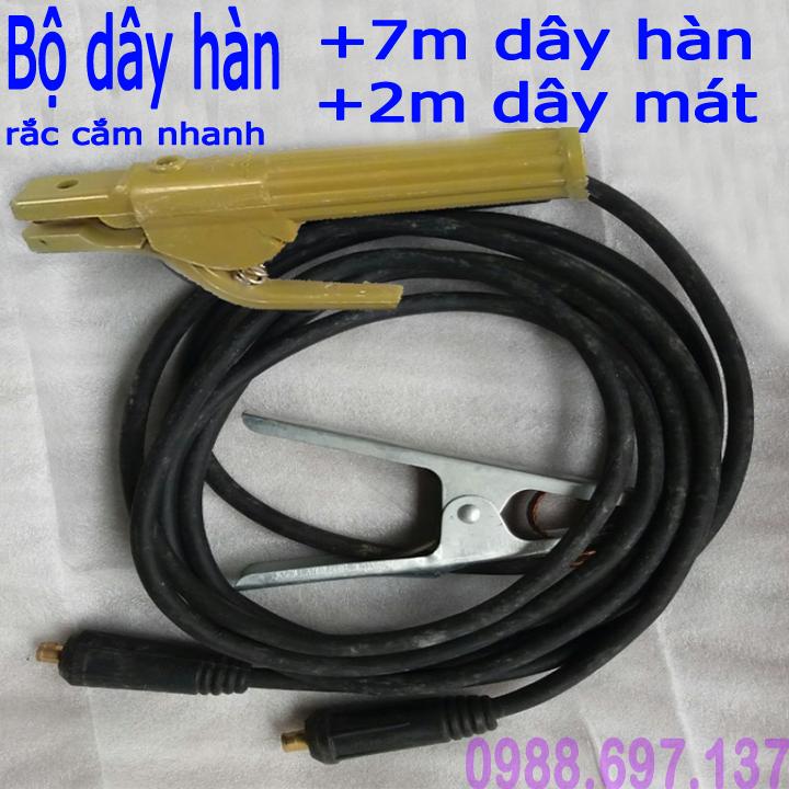 dây hàn điện 7m + 2m dây mát  rắc cắm nhanh- bộ dây hàn que