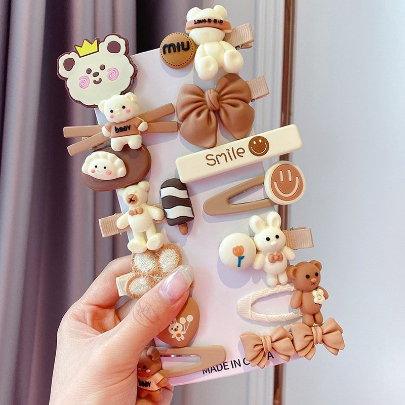 Set Kẹp Tóc Bé Gái - Vỉ Kẹp Tóc 14 Cái Dễ Thương Phong Cách Hàn Quốc