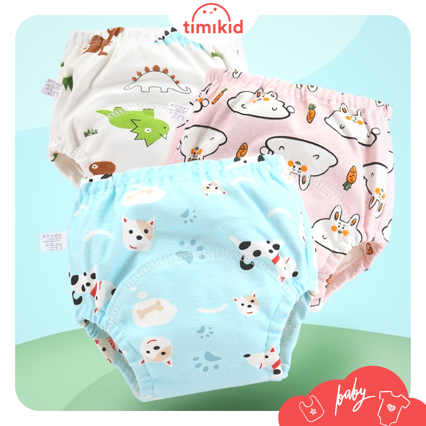 Quần Cai Bỉm Siêu Thấm Hút Sử Dụng Nhiều Lần Cho Bé 8 Lớp Cotton mềm mịn - Timikid - chất liệu mềm mịn, thiết kế chống tràn, quần bỏ bỉm, quần cai bỉm