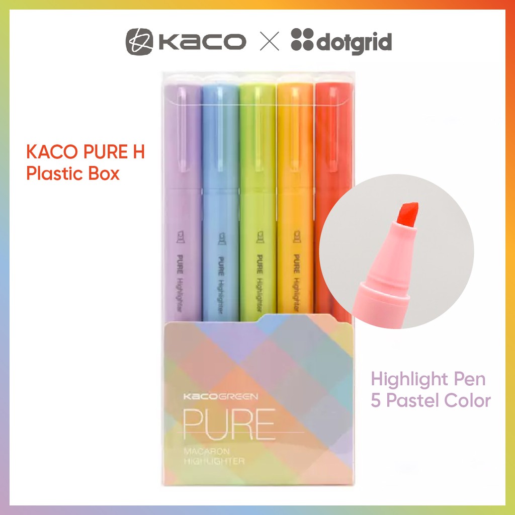 Bộ 05 bút highlight plastic kaco h pastel mẫu 02