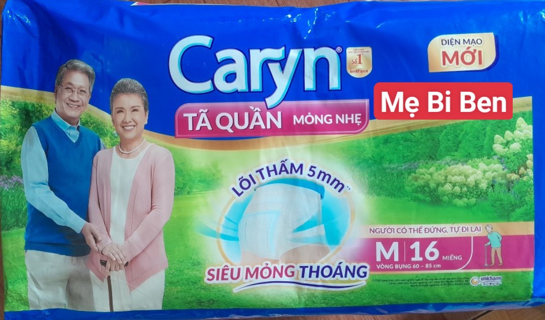 [Chính Hãng] ĐỦ SIZE Tã Bỉm Quần Caryn Người Lớn Caryn Mỏng Nhẹ Size M16/L14/XL12 miếng