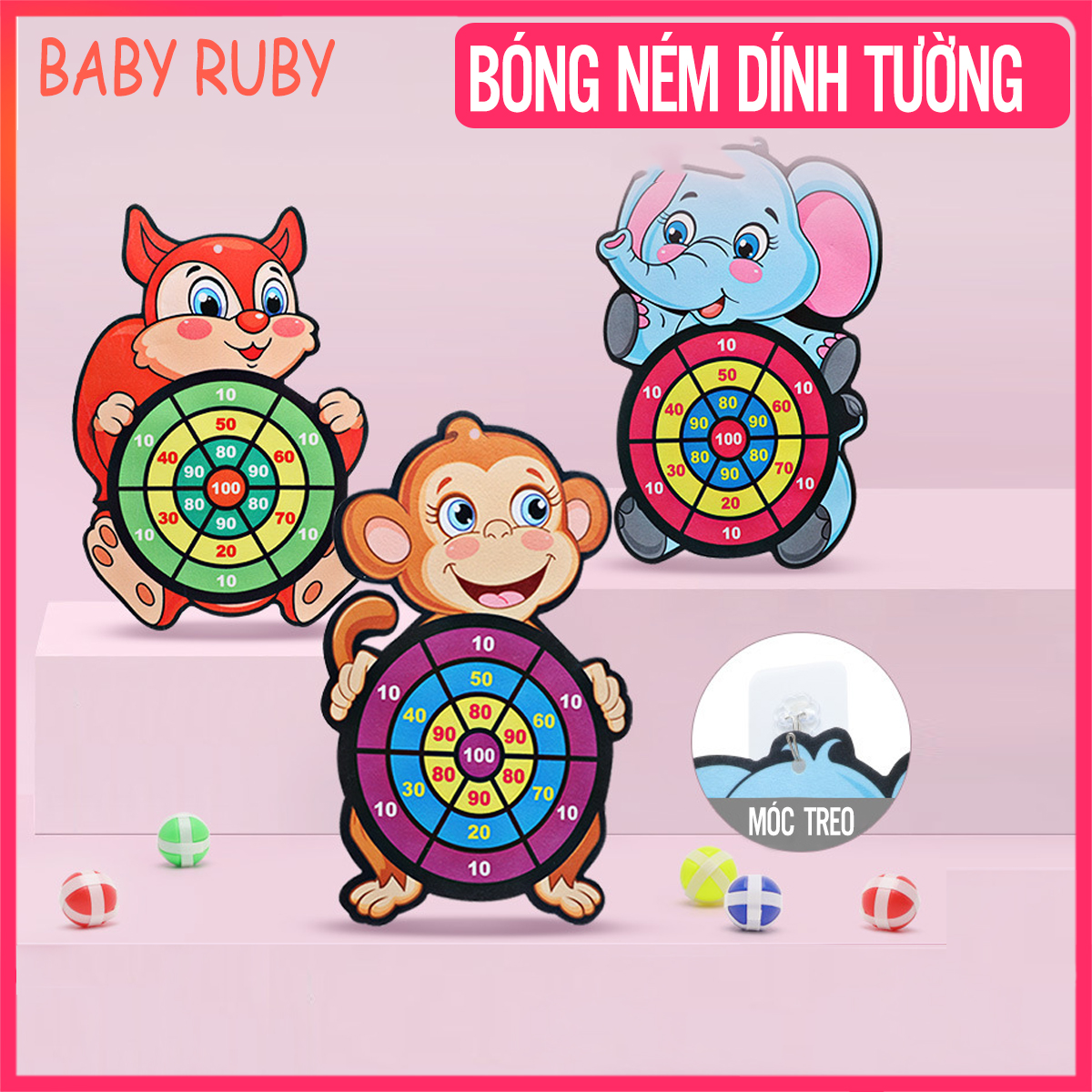 Bảng Ném Bóng Dính Tường - Đủ Mẫu Bé Chọn, Dính Chắc Chắn - Bảng ném bóng phi tiêu cho bé, bóng ném dính tường, bóng ném dính bảng, bóng ném