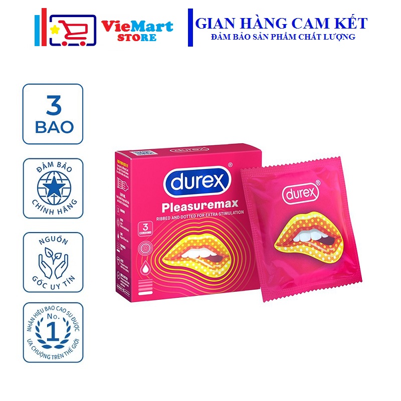 [HCM]Bao cao su Durex Pleasuremax 3 bao / hộp