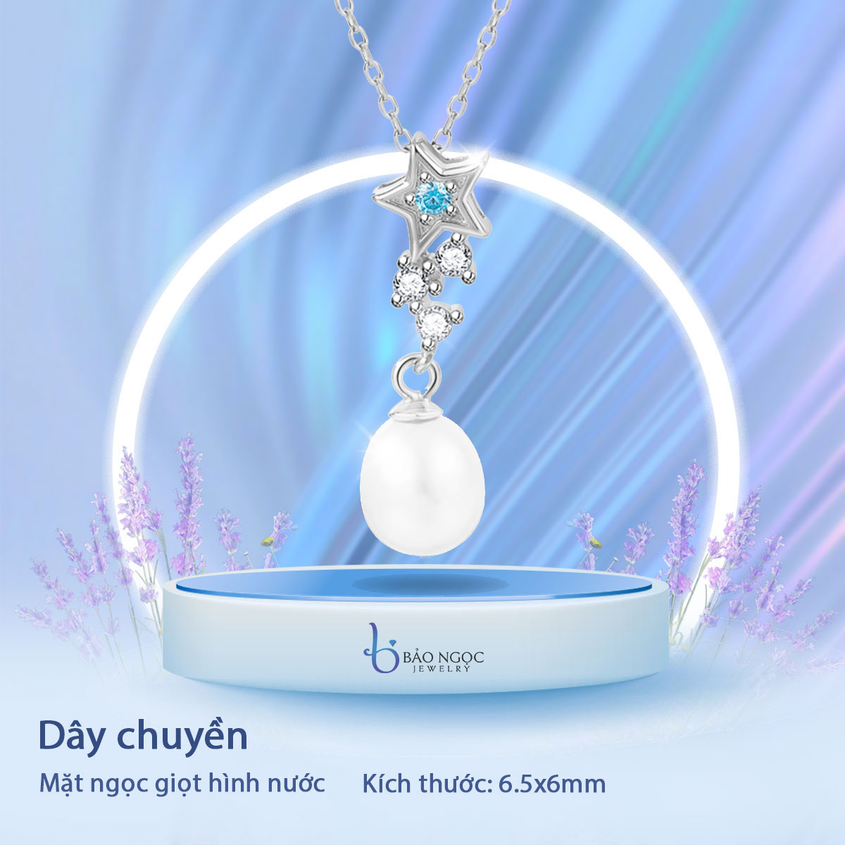 Dây chuyền bạc ngọc trai nuôi tự nhiên hình ngôi sao, vòng cổ trang sức bạc nữ ý - bnt2744 - bảo ngọc jewelry