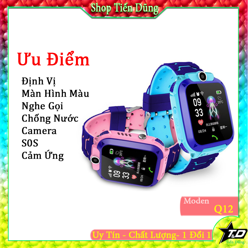 Đồng hồ định vị Q12 thông minh trẻ em chống nước nghe gọi sos camera với cảm ứng