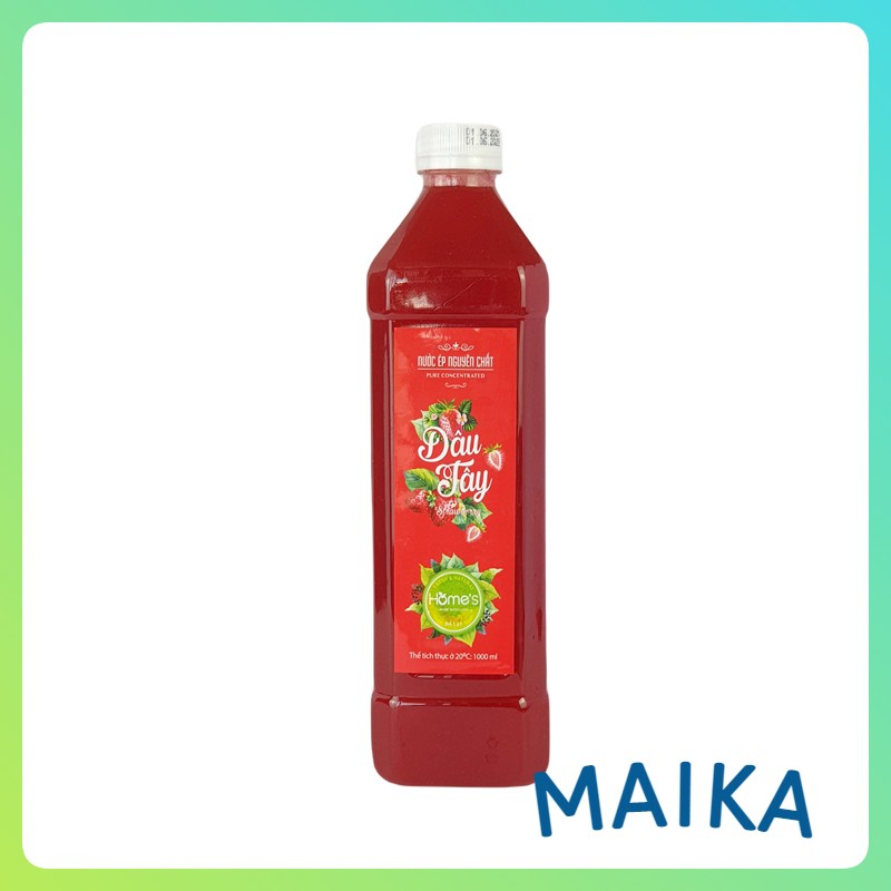 Chai nước cốt dâu tây Ngọc Thảo loại 1000ml chế biến từ 100% dâu tây tươi nguyên chất, đồ uống giải khát, làm đẹp da mặt
